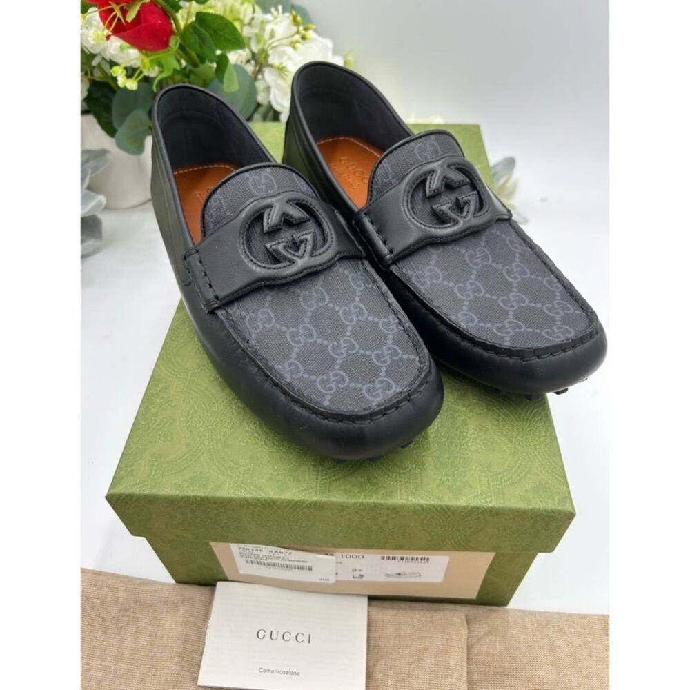 Men's Gucci interlocking G driver loafers size 8.5 fits 9 US made in Italy